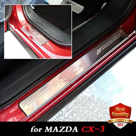 Weigesi Stainless Steel Door Sills Scuff Plate Door Sill Protector Cover Trim for Mazda CX-3 ...