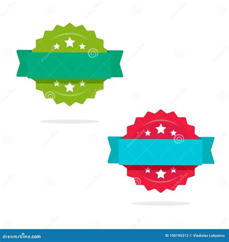 Rosette with Ribbon Icons Vector Set Isolated on White, Flat Style or Sale Tag or Badge, Idea of ...