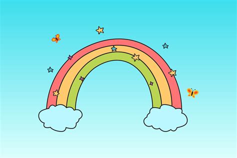 illustration of a rainbow and clouds. Color Rainbow With Clouds, Vector ...