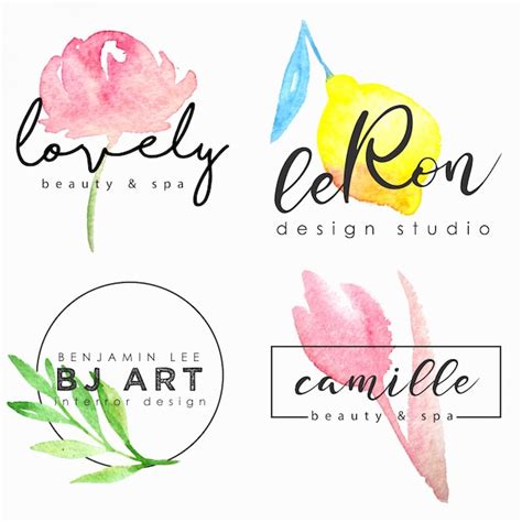 Watercolor logo template set Vector | Premium Download