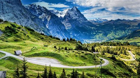 View of the Eiger from the Grosse Scheidegg mountain pass, Switzerland ...