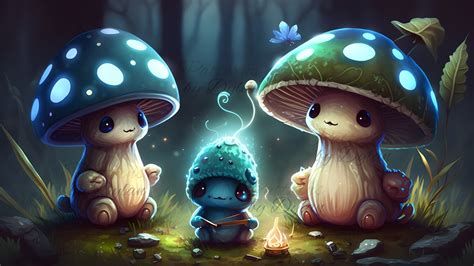 MAGICAL MUSHLINGS Desktop Wallpaper, Fantasy Mushrooms Computer PC Background, Cottage Core ...