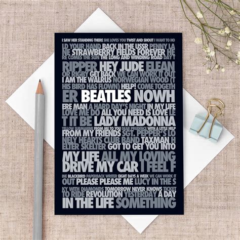 The Beatles Song Titles Card By Coulson Macleod