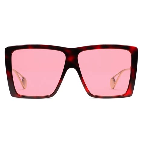 Gucci - Square-Frame Sunglasses - Cherry Red - Gucci Eyewear - Avvenice