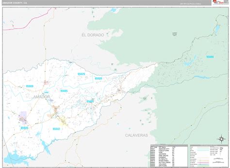 Amador County, CA Wall Map Premium Style by MarketMAPS - MapSales