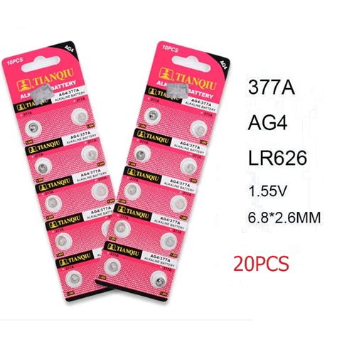 20 pcs AG4 LR626 377A 1.55V 377 Battery For Watch Button Cell Batteries New Brand Watch ...