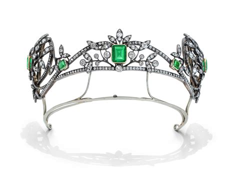 LATE 19TH CENTURY EMERALD AND DIAMOND TIARA