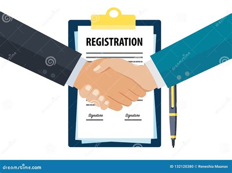 Business Registration Handshake Stock Illustration - Illustration of ...