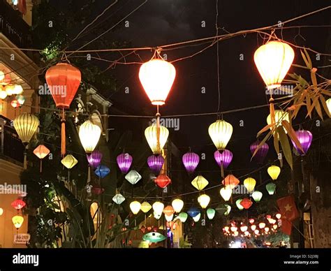 Lantern lit street in Hoi An, Vietnam Stock Photo - Alamy