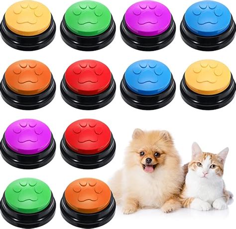 12 Pcs Talking Sound Dog Puppy Pet Starter Recordable Buttons for Dogs, Dog Buttons for ...