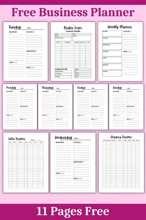 Free Small Business Planner Template | Free Printable Home Business ...