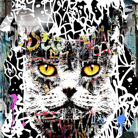 Graffiti Cat Banksy Style Painting by Robert R Splashy Art Abstract ...