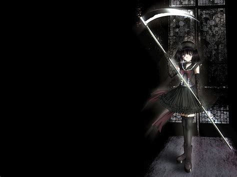 HD wallpaper: Dark Anime, Girl, Short Hair, Dark Background, Weapon ...