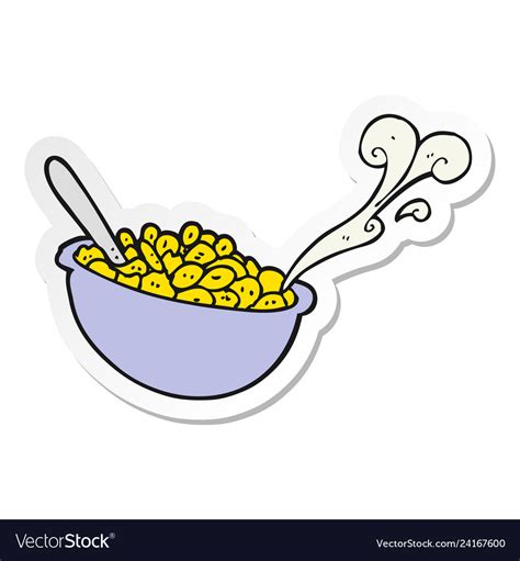 Sticker of a cartoon bowl cereal Royalty Free Vector Image