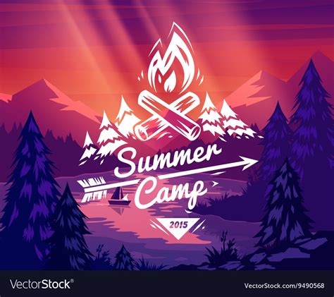 Summer camp typography design on background Vector Image