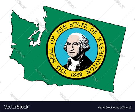 Washington state outline map and flag Royalty Free Vector