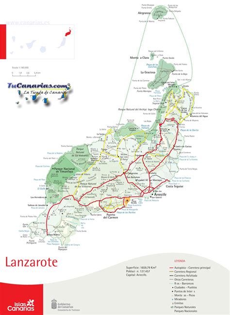 Lanzarote road map - Ontheworldmap.com