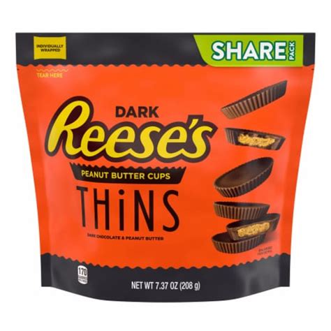 REESE'S THiNS Dark Chocolate Peanut Butter Cups Candy Share Pack, 7.37 ...