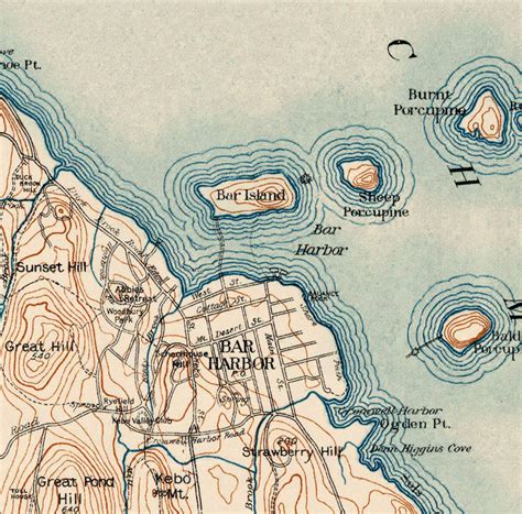 Old Map of Mount Desert Island Maine 1896 - OLD MAPS AND VINTAGE PRINTS