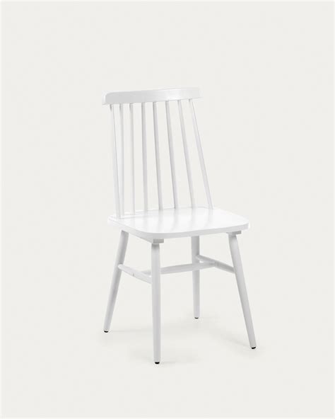 Tressia MDF and solid rubber wood chair with white lacquer | Kave Home