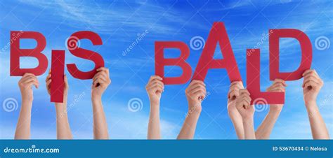 People Hold Word Bis Bald Means Goodbye Blue Sky Stock Photo - Image ...