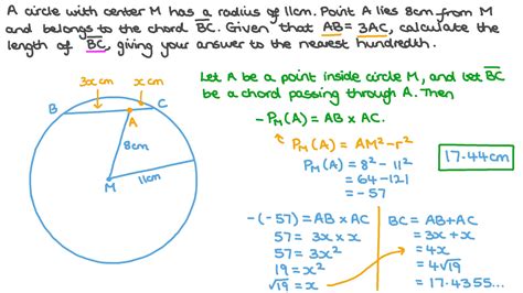 Question Video: Finding the Length of a Chord in a Circle Using the Given Relation between the ...