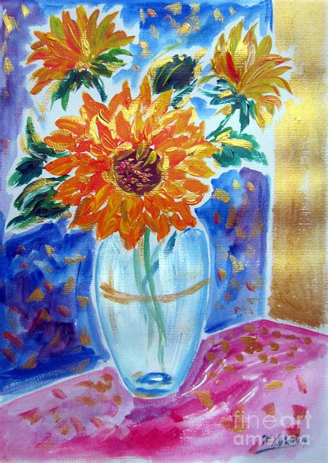 Golden Sunflower Painting by Roberto Gagliardi - Fine Art America