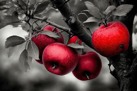 Premium Photo | Apples in red on a tree