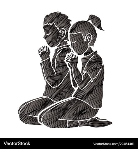 Boy and girl praise god prayer christian praying Vector Image