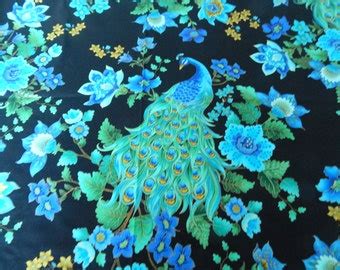 Peacock fabric | Etsy