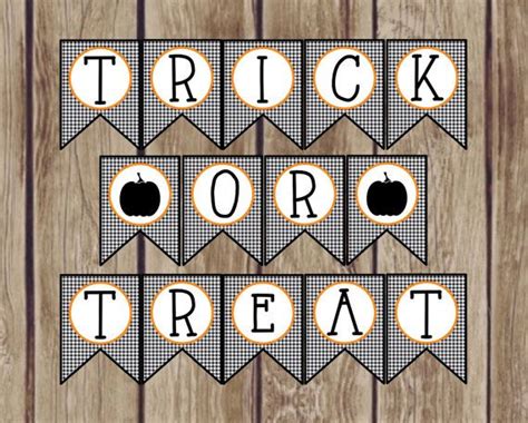 Trick or Treat Printable Banner. Instant by LilacsAndCharcoal Halloween Banner, Halloween Party ...