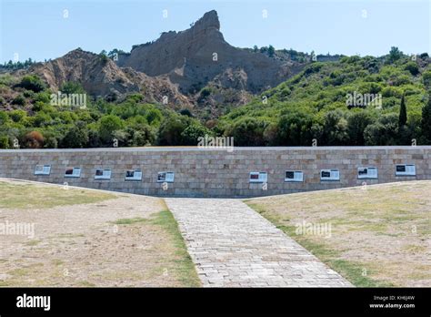 Stone memorial on the beach at Anzac Cove in Gallipoli where allied troops fought in World War 1 ...