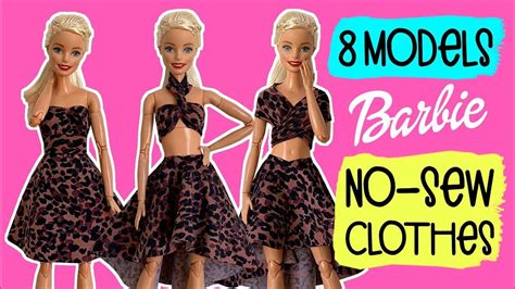 DIY How to make no sew Barbie clothes! Dress, skirt and top. 8 ...