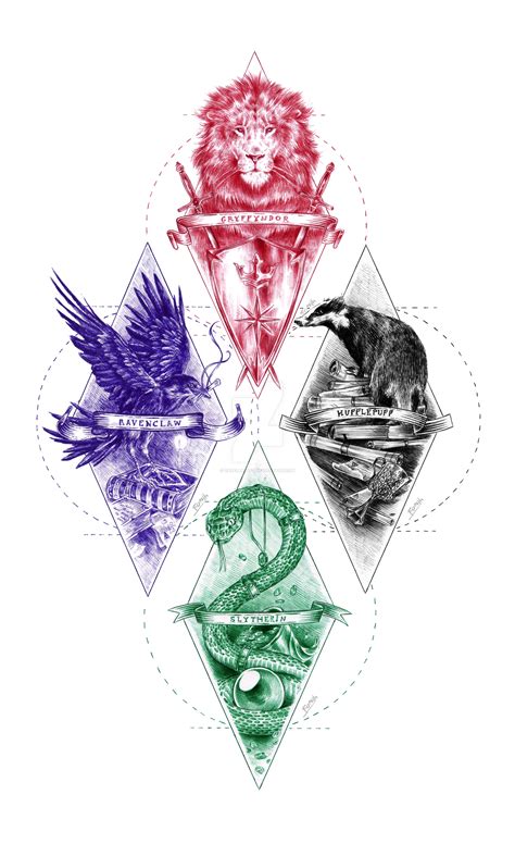 Hogwarts Houses by Carella-Art on DeviantArt