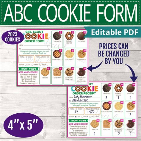 2023 Printable ABC Girl Scout Order Form Editable Cookie - Etsy