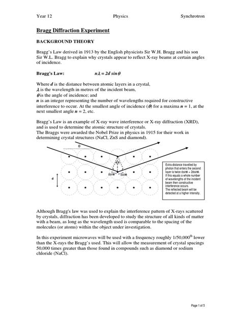 Bragg Diffraction Experiment | PDF | X Ray Crystallography | Diffraction