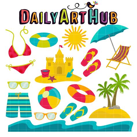 Beach Vacation Clip Art Set – Daily Art Hub – Free Clip Art Everyday