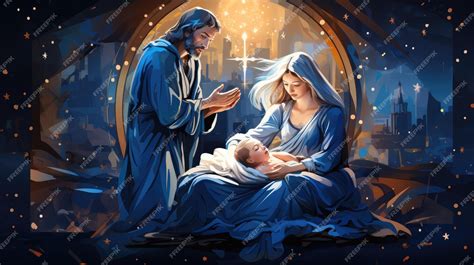 Premium AI Image | an artistic representation of the Nativity scene with the baby Jesus Mary Joseph