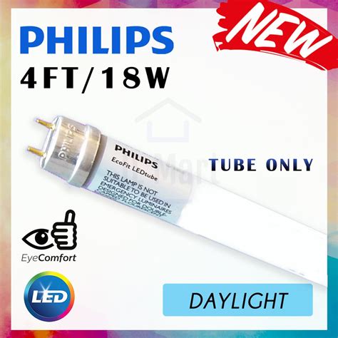 Philips 4ft 18w Ecofit T8 Glass LED Tube Lampu Panjang Lampu Led Lampu Kalimantang Fluoroscent ...