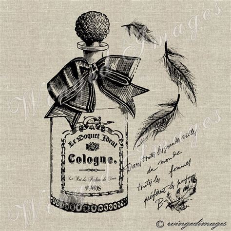 Vintage French Cologne Bottle Instant Download Digital Image