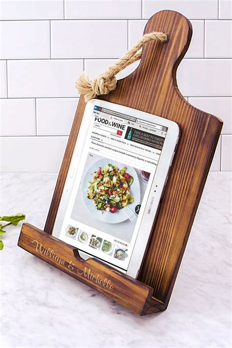 Personalized Rustic Wood iPad & Recipe Book Stand | Recipe book stand, Recipe book holders ...