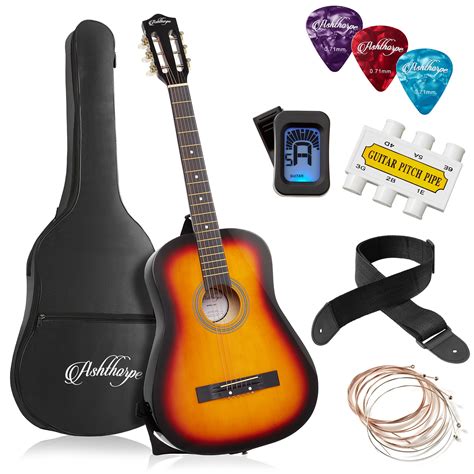 Ashthorpe 38-inch Beginner Acoustic Guitar Package, Kids Basic Starter Kit w/ Gig Bag, Strings ...