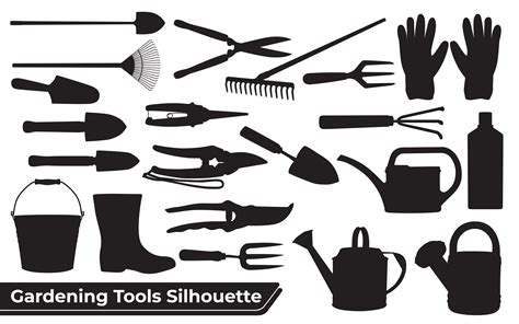 Garden Tools Silhouettes Vector Grafik Von adopik · Creative Fabrica