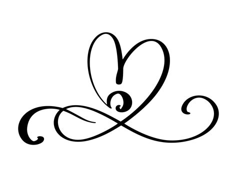 Hand drawn love border flourish heart separator Calligraphy designer elements. Vector vintage ...