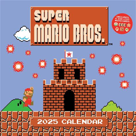 Super Mario Bros. 8-Bit Retro 2025 Wall Calendar with Bonus Diecut ...