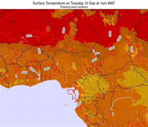 Nigeria Surface Temperature on Sunday 25 Jul at 1pm WAT