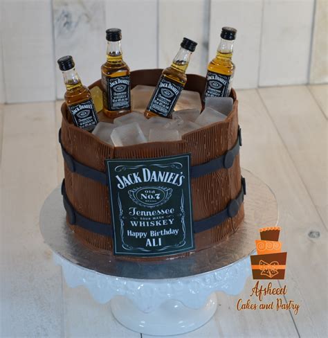 Custom Whiskey Barrel Cake with name label