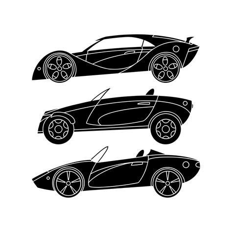 Set of sports cars. Black silhouette icons. Vector illustration 17125358 Vector Art at Vecteezy