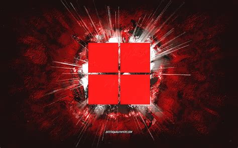 Windows 11 logo, grunge art, Windows, red stone background, Windows 11 red logo, Windows 11 ...