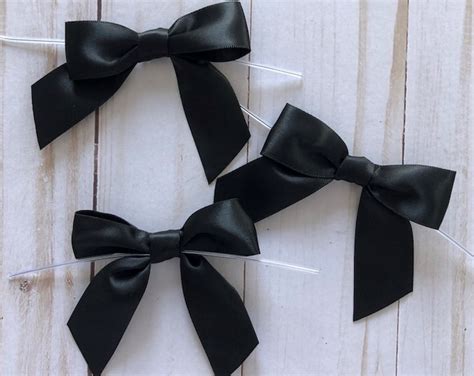 20 Black Satin Bows, Party Favor Bow, Gift Bag Bow, Special Event Bows ...